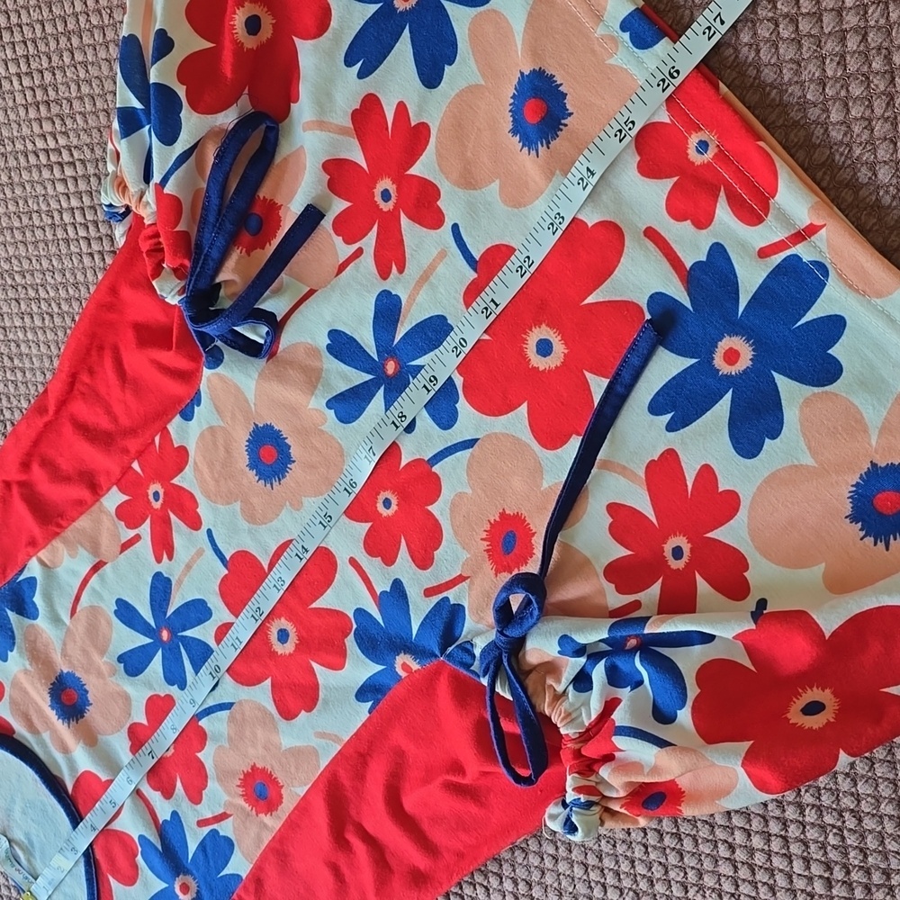 Sunshine Swing Floral Sleeveless Dress with Red and Blue Accents - Picture 8 of 10